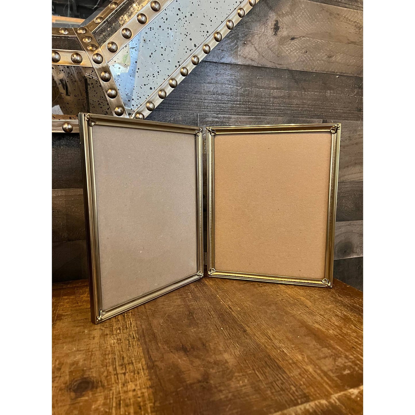 Large brass rectangle double frame picture frame