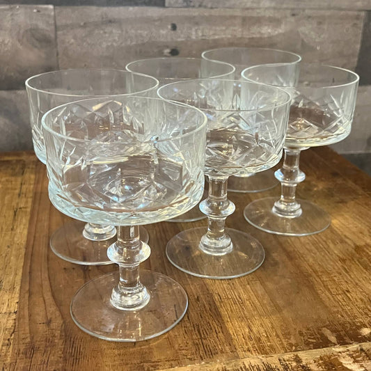 Crystal criss cross design cocktail coupes - set of 6