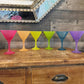 Neon frosted glass martini glasses set of 6 - retro glasses - cocktail glasses - MCM glasses - martini glasses - bar glasses - 90s glasses