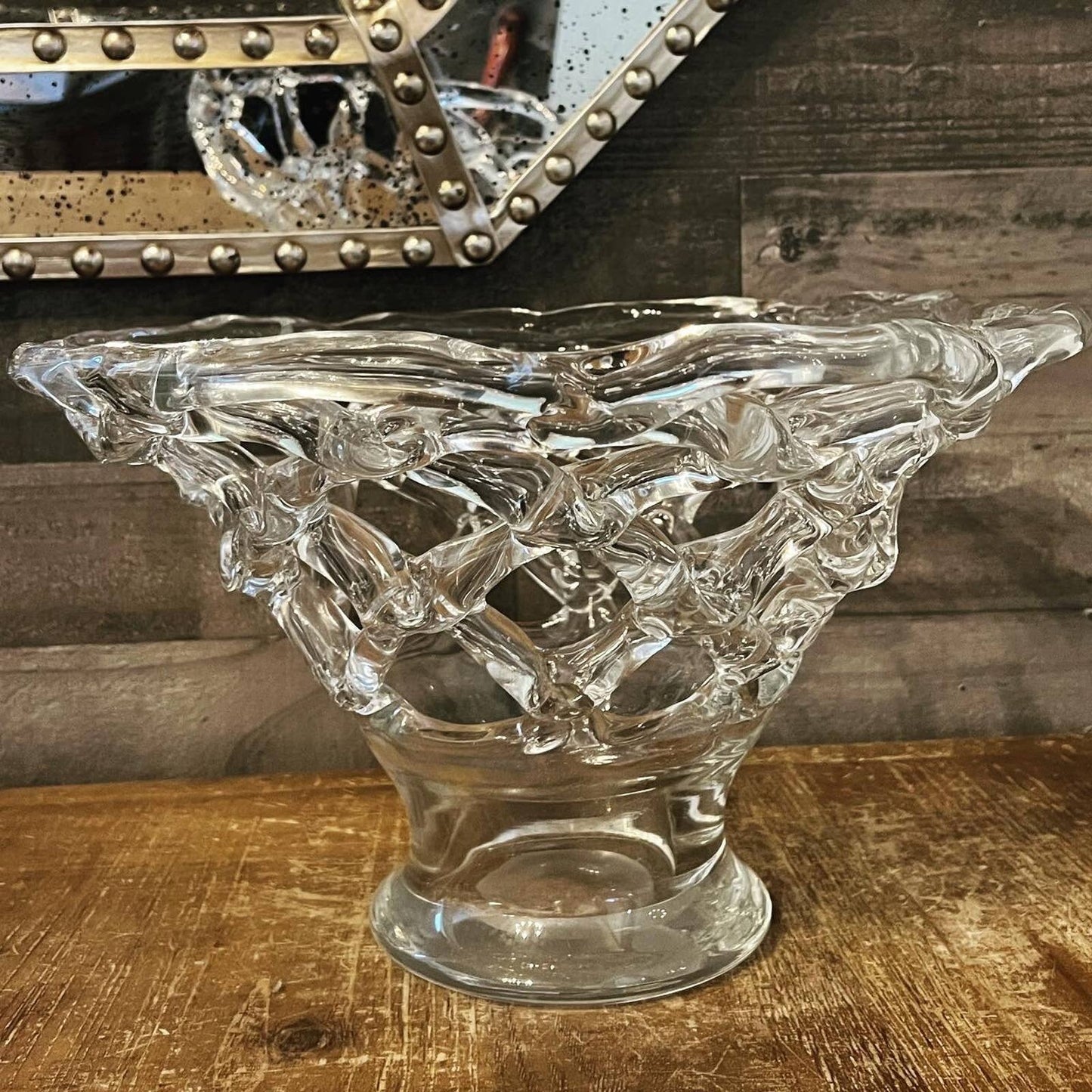 Vintage Murano style large wed glass blown bowl