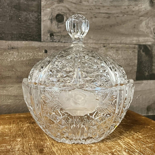 Crystal Clear Industries Dorsette oval floral candy dish with lid