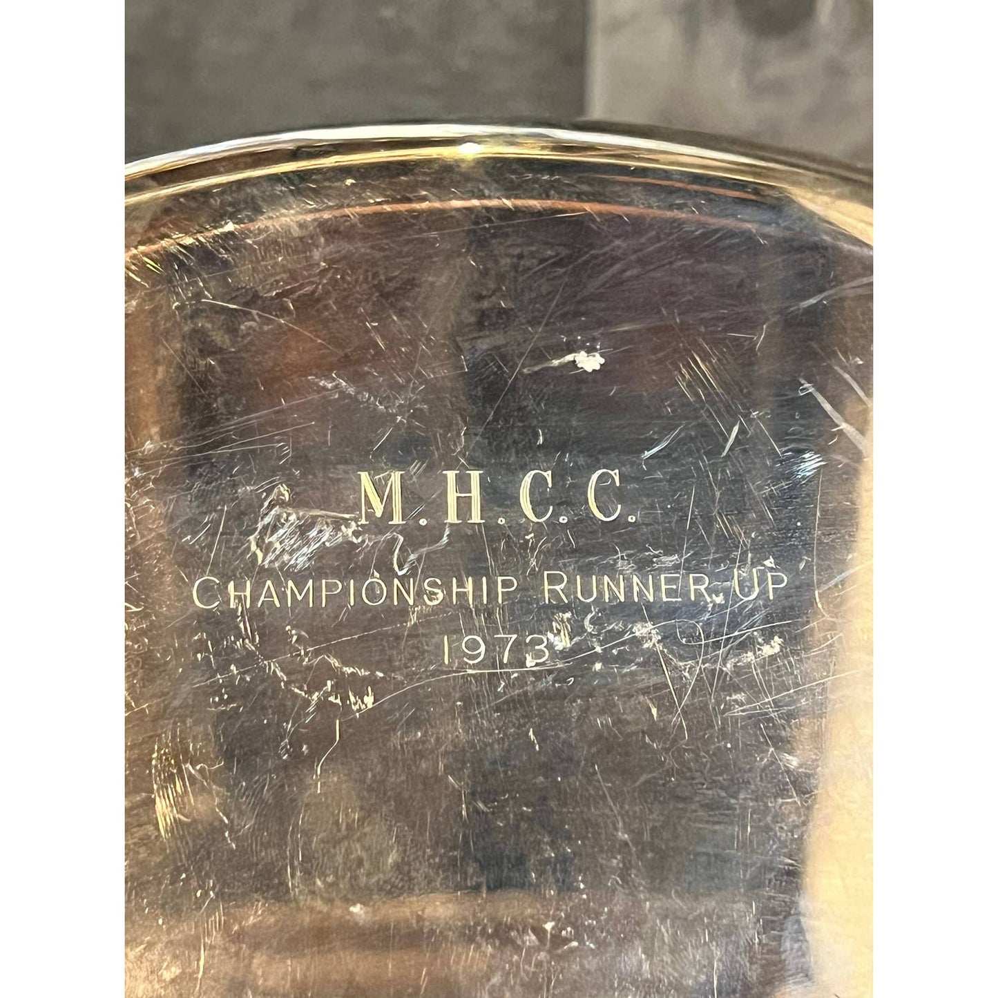 Vintage silver plated handled oval shallow dish MHCC championship runner up 1973 on bottom