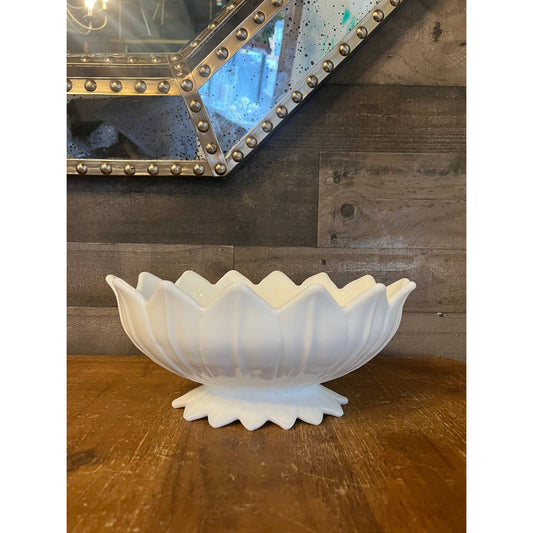 Vintage Westmoreland Glass Milk Glass Lotus Pattern Bowl