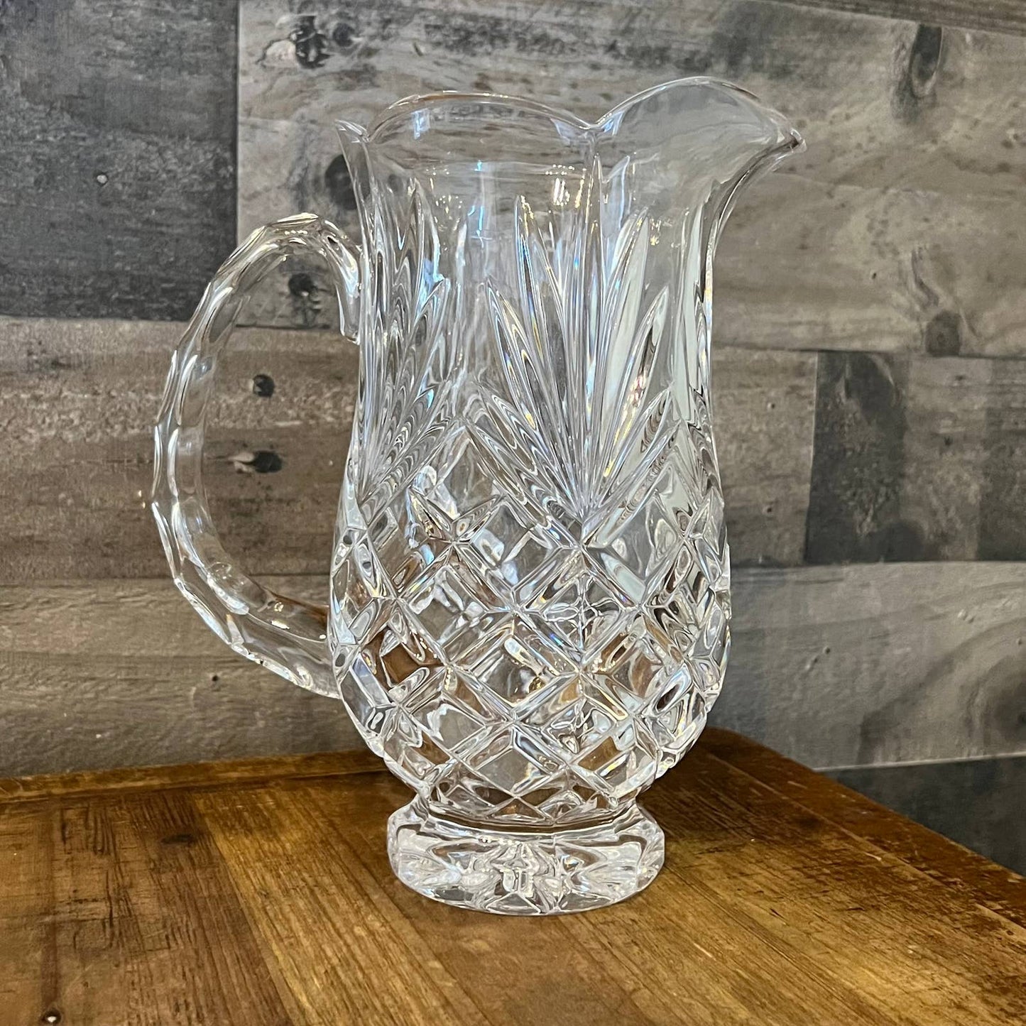 Crystal scallop rim cut to clear heavy pitcher