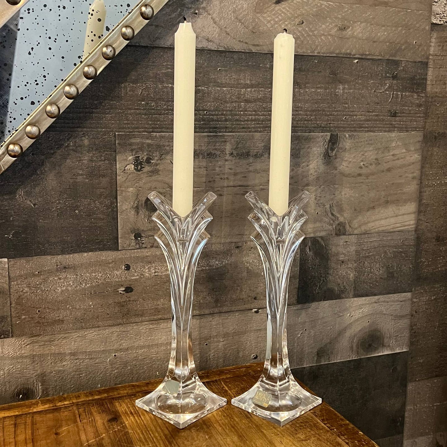 Mikasa Crystal Deco candlestick holders - pair