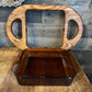 Anchor Hocking brown glass dish with wooden handled server