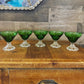 Vintage set of 5 anchor hocking emerald green burple inspiration glasses with clear bubble swirl short stem - champagne coupe-cocktail glass