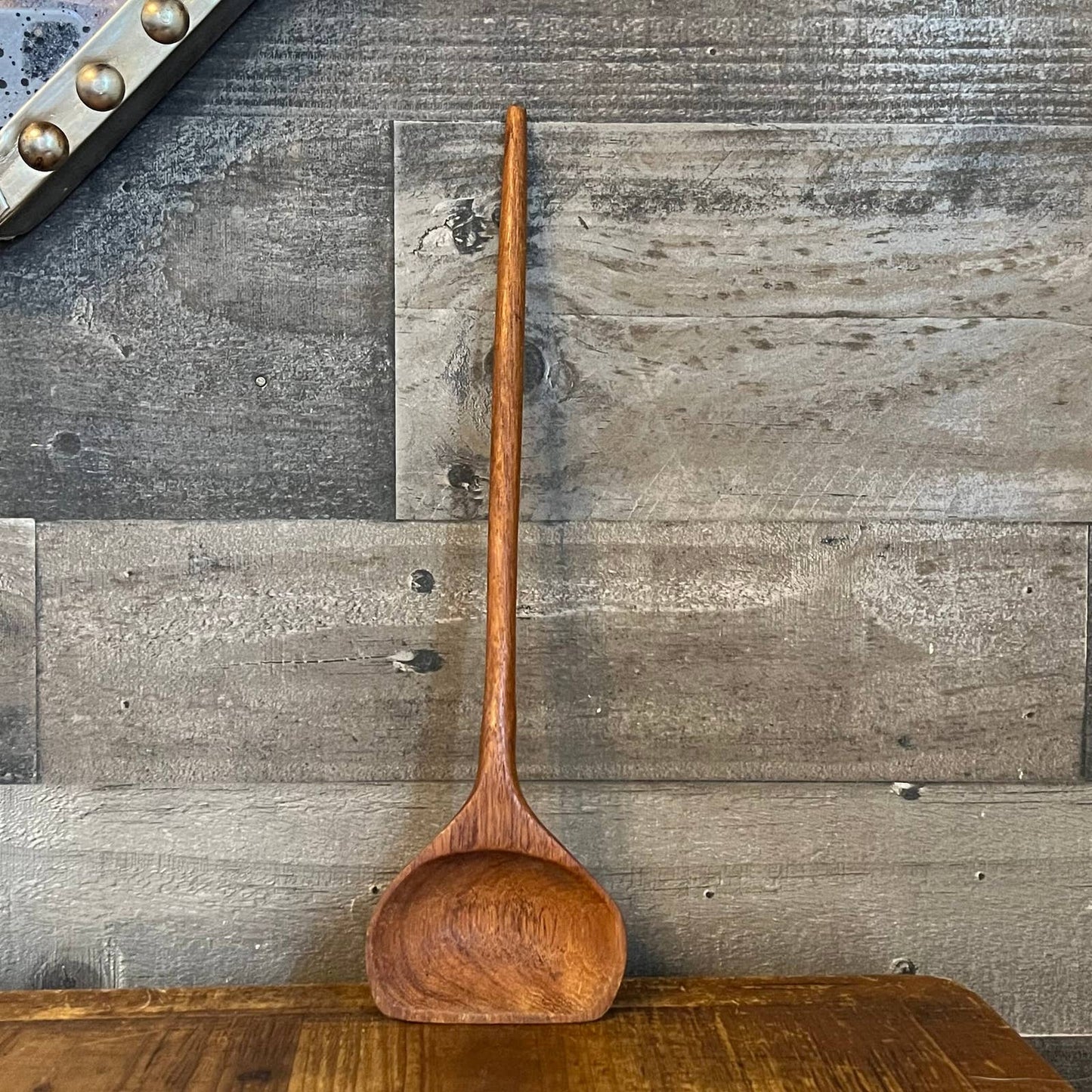 Long handle wood serving spoon