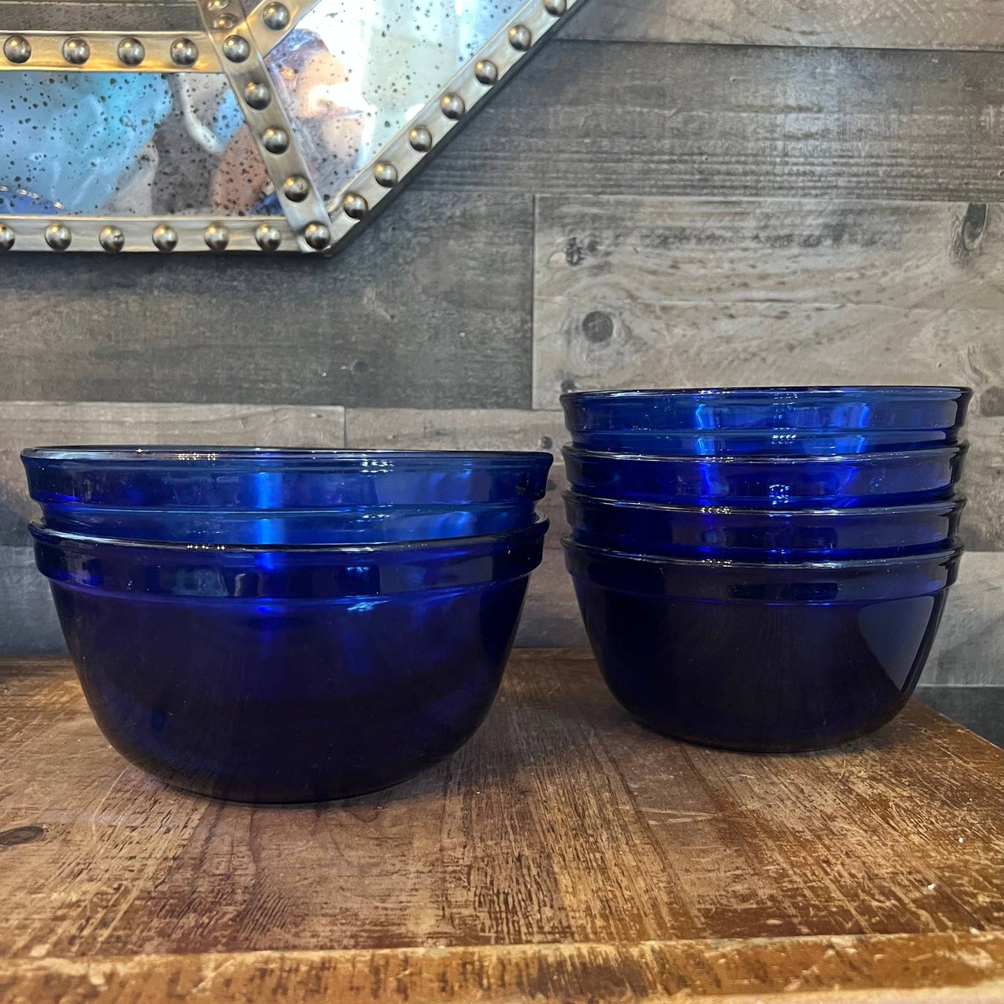 Anchor Hocking Cobalt Blue Mixing Bowl Set 2 