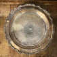 Old English by Poole 5017 Round Tri Footed Scroll Rim Silver Plated Tray
