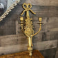 Vintage brass wall sconce double arm candlestick holder - floral and bow