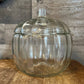 Vintage clear glass pumpkin candy dish with lid