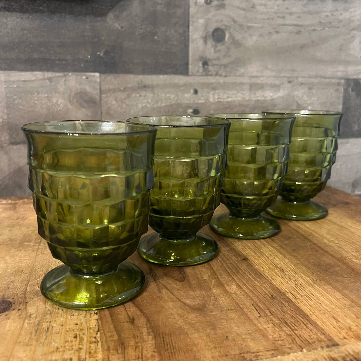 Colony Whitehall Green Avocado Footed Tumblers - Set of 4