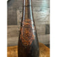 Vintage lion crest Italian leather decanter bottle with leather stopper