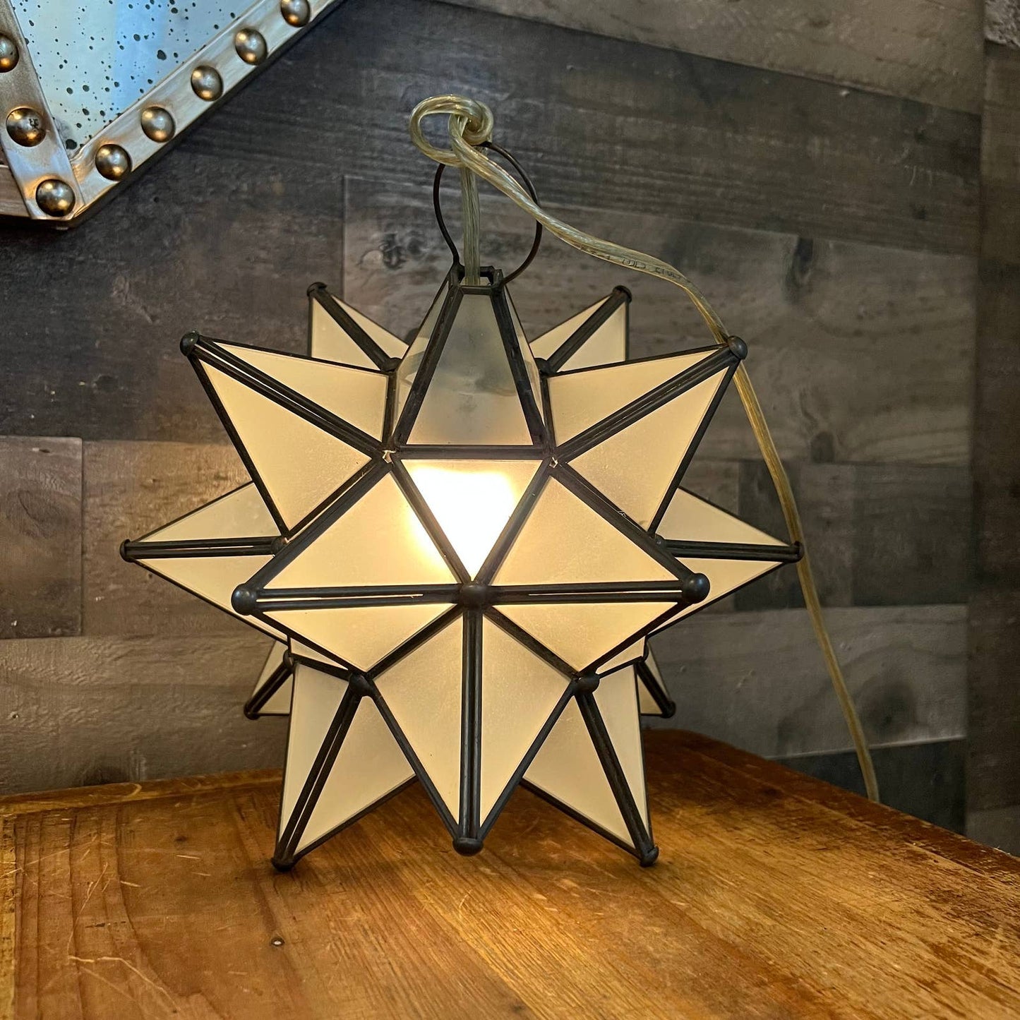 Vintage frosted glass metal frame pendant star lamp