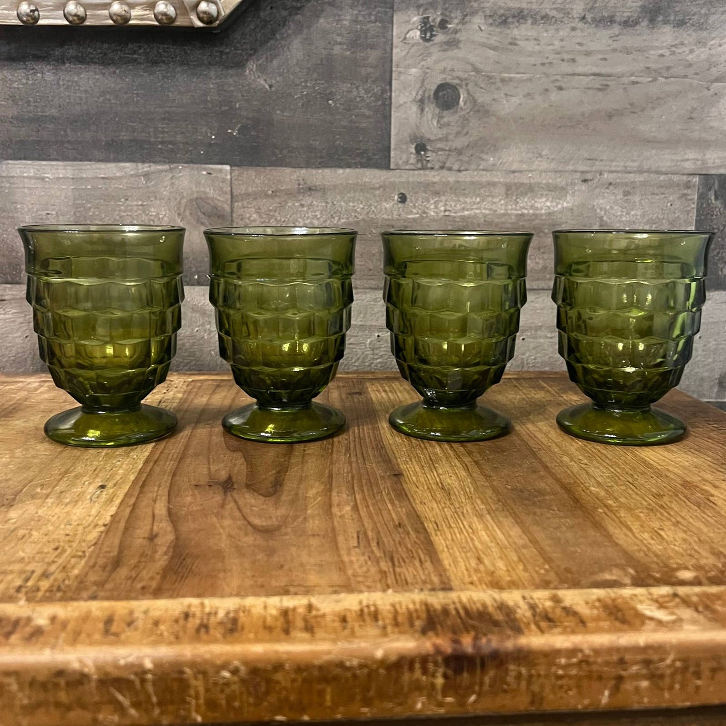 Colony Whitehall Green Avocado Footed Tumblers - Set of 4