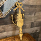 Vintage brass wall sconce double arm candlestick holder - floral and bow