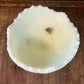 Vintage Fenton satin yellow custard uranium glass pedestal compote bowl