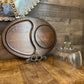 Vintage oval wooden charcuterie board with clear glass dome