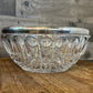 Vintage round crystal bowl with silver plated rim