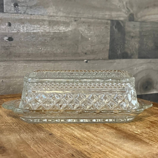 Anchor Hocking wexford pattern covered butter dish