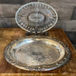 Vintage Silver Gifts silverplate oval tray with crystal glass divided insert