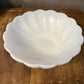 Vintage Hazel Atlas white milk glass swirl pattern scallop rim bowl