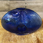 Cobalt blue glass blown donut hole oval vase