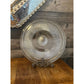 Elegant round ribbed clear glass tri footed serving tray