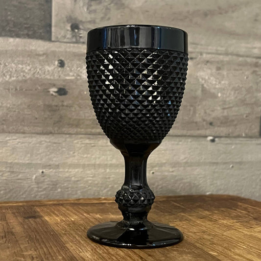 Black diamond point glass goblet - wine glass