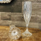 Pair of Mikasa crystal Park Lane faceted short stem heavy champagne fluted glasses - elegant glasses - bar glasses - bar cart glasses