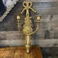 Vintage brass wall sconce double arm candlestick holder - floral and bow