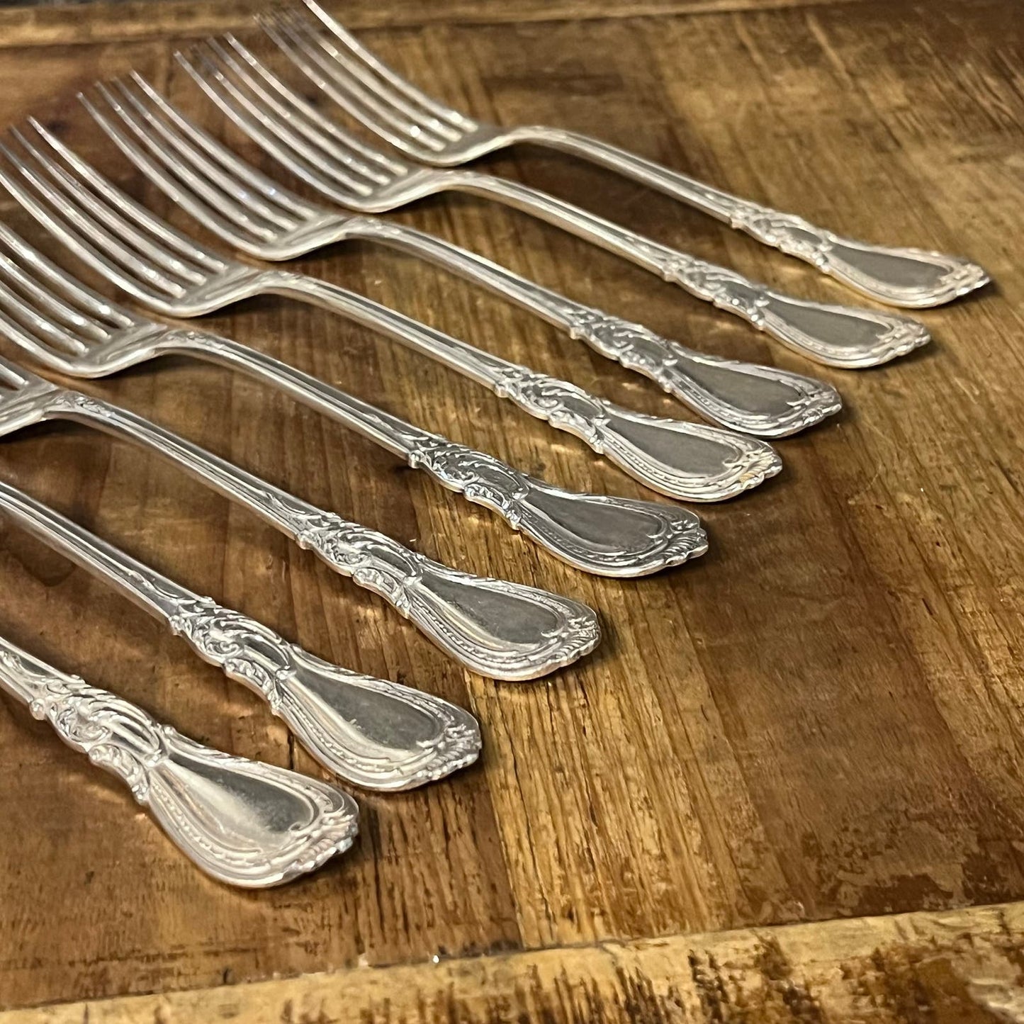 8 Vintage 1847 ROGERS BROS AI Silverplated Long Prong Forks