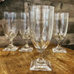 Elegant set of 4 square pedestal base clear glass goblets