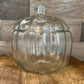 Vintage clear glass pumpkin candy dish with lid