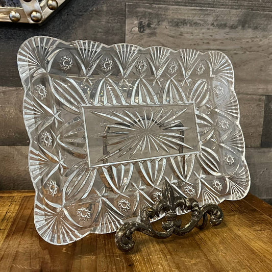 Vintage Cristal D’Arques Durand Vincennes scallop rim rectangular tray