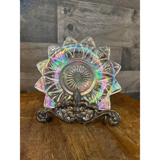 Vintage Federal iridescent petal plate - saucer - trinket dish