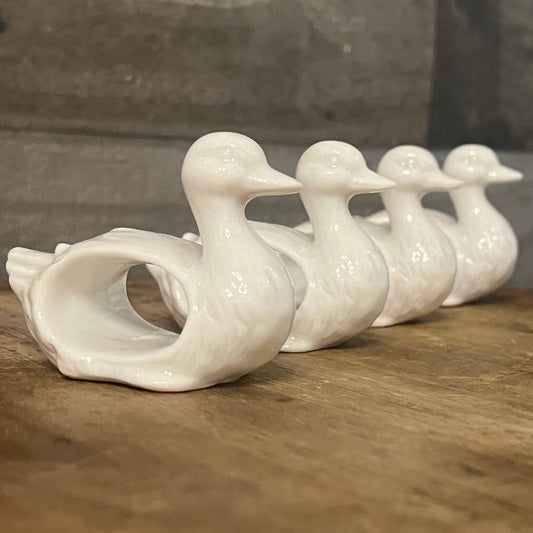 Porcelain duck napkin holders - set of 4