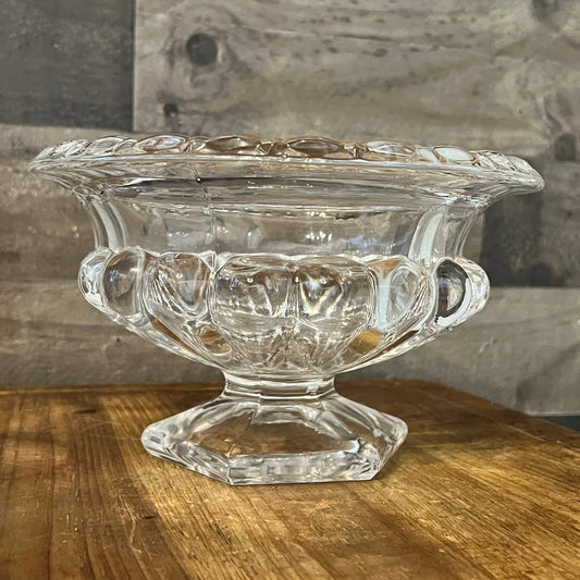 Vintage clear glass compote pedestal bowl