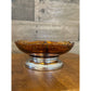 Krome Kraft Farber Brothers amber glass silverplate pedestal divided dish