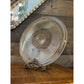 Elegant round ribbed clear glass tri footed serving tray