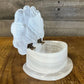 Vintage white onyx / quartz crystal seashell trinket dish with hinged lid