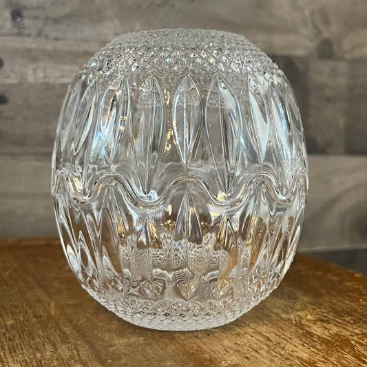 Vintage crystal sphere wavy rim trinket dish - candy dish