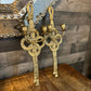 Vintage brass bow ribbon tassel wall sconces - pair