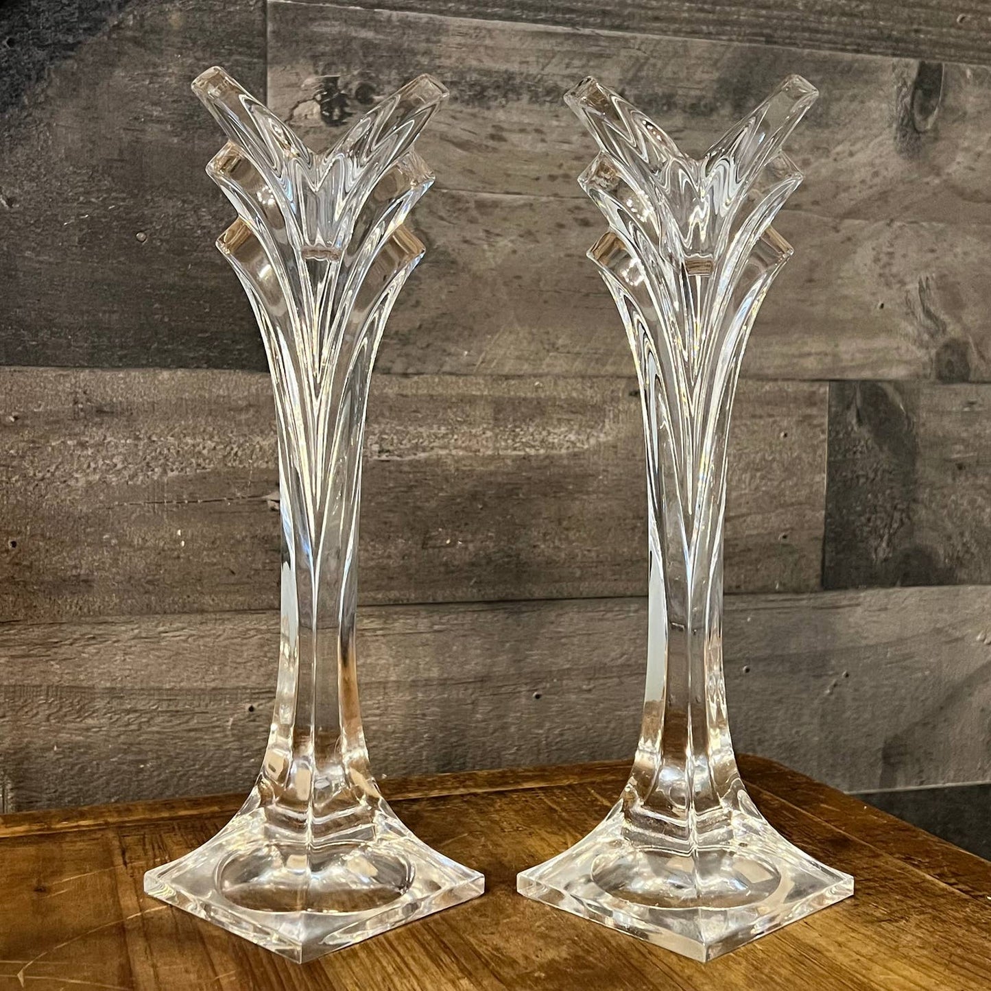 Mikasa Crystal Deco candlestick holders - pair