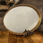 Vintage Gold Tone Rim Mirrored Oval Vanity Tray