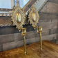 Vintage brass candlestick holder wall sconce pair