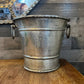 Vintage soldered hammered silver tone handled champagne bucket