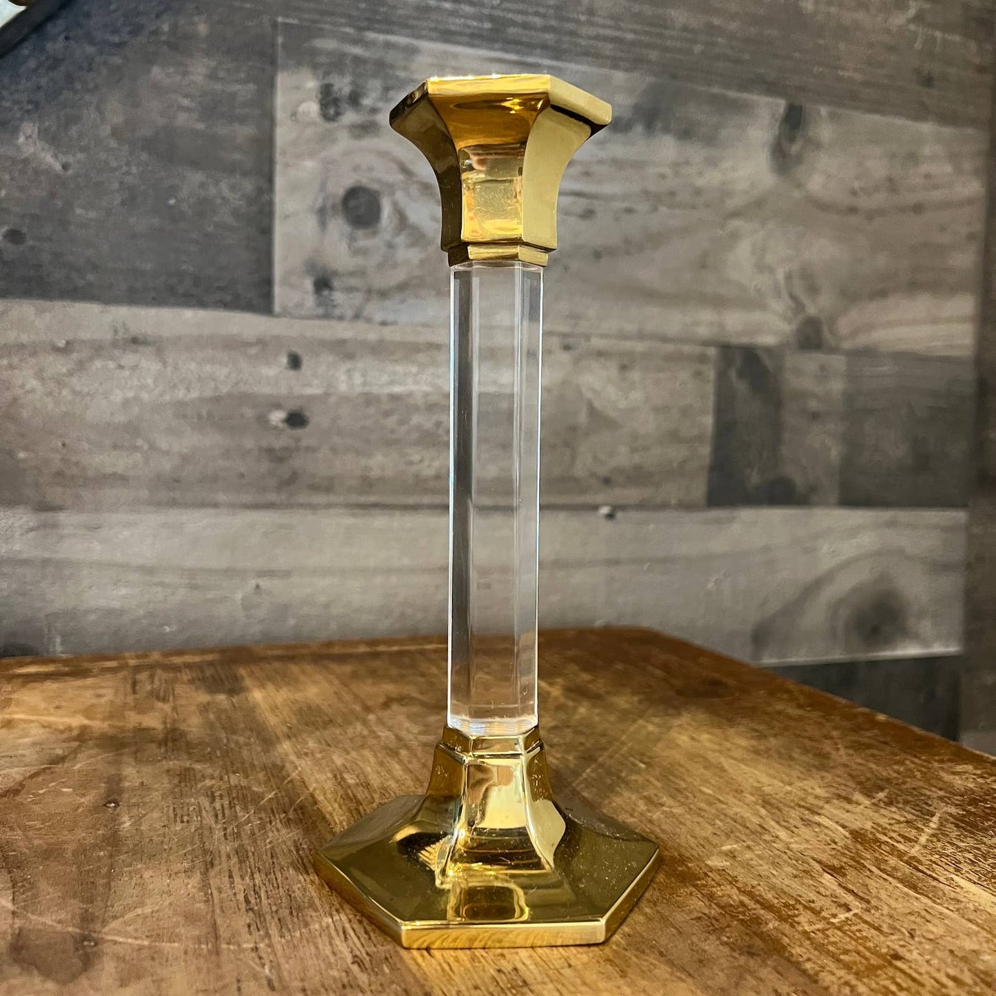 Brass and lucite candlestick holder THE ANTIQUE YARD