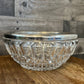 Vintage round crystal bowl with silver plated rim